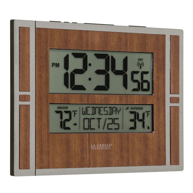 La Crosse Technology BBB86088 Atomic Digital Wall Clock with Indoor & Outdoor Temperature - Image 3